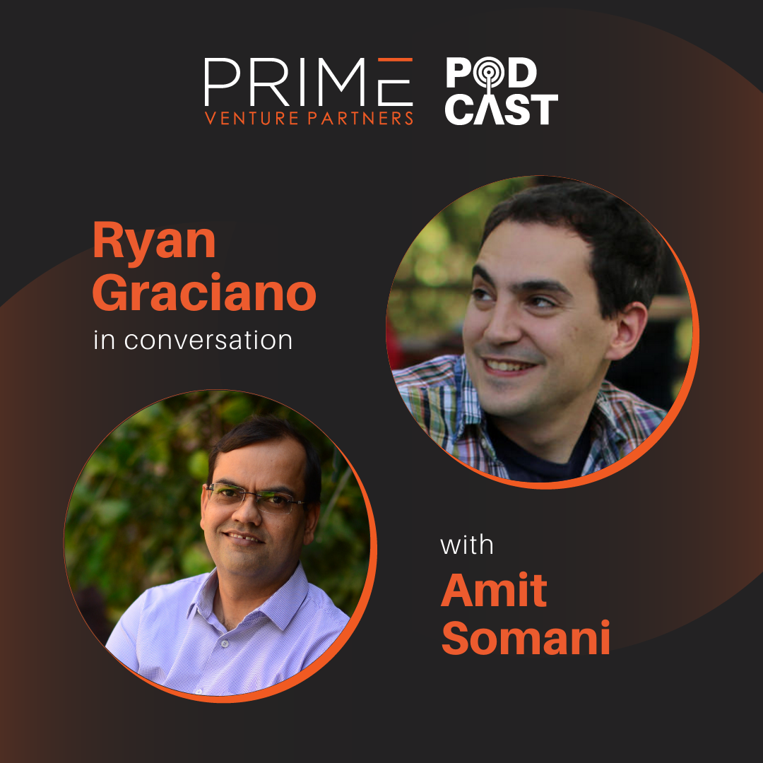 A graphic with guest(Ryan Graciano) and host's (Amit Somani) name and image.