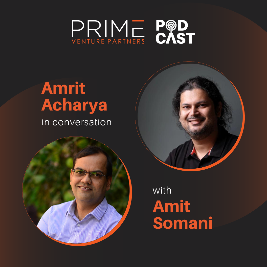 A graphic with guest(Amrit Acharya) and host's(Amit Somani) name and image