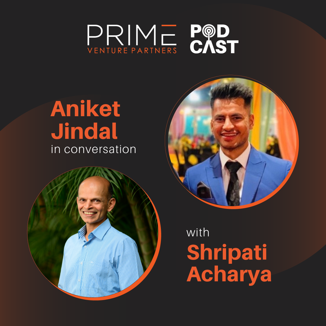 A graphic with guest(Aniket Jindal) and host's (Shripati Acharya) name and image