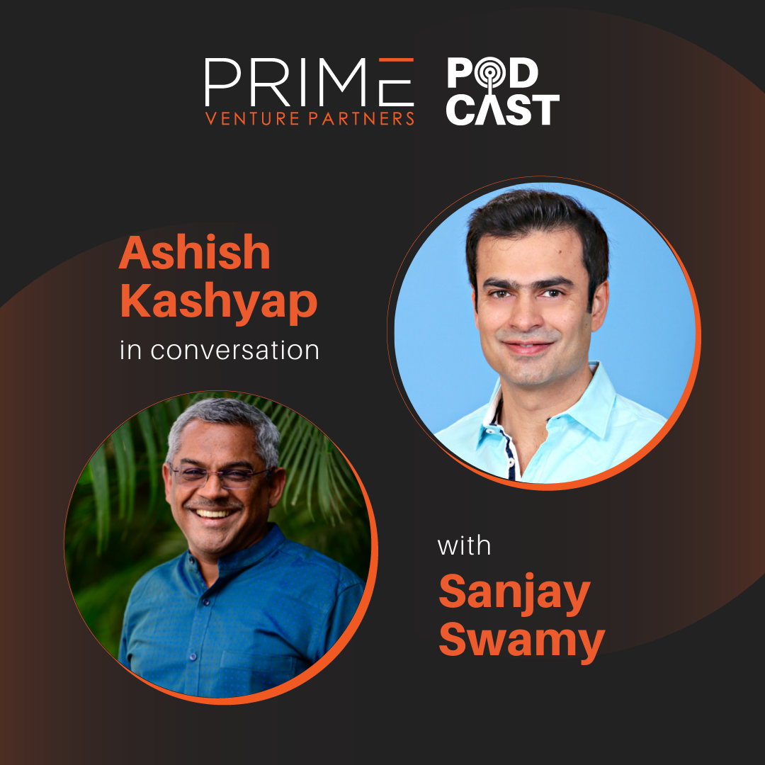 A graphic with guest(Ashish Kashyap) and host's(Sanjay Swamy) name and image