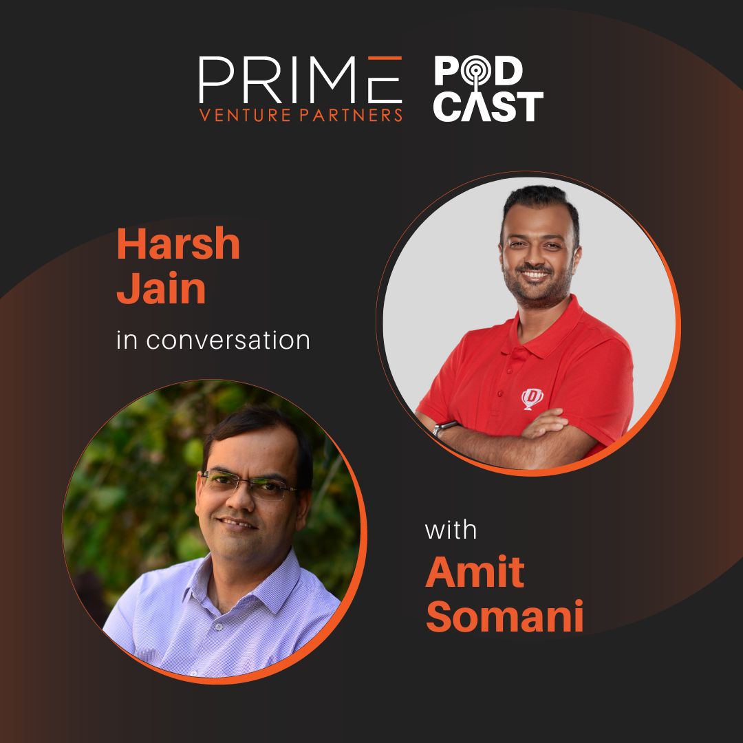 A graphic with guest(Harsh Jain) and host's(Amit Somani) name and image