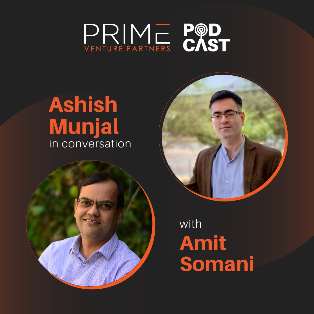 A graphic with guest(Ashish Munjal) and host's (Amit Somani) name and image