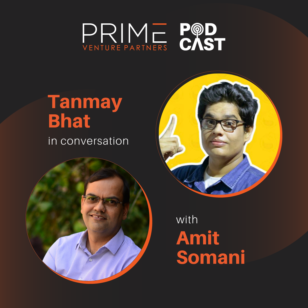 A graphic with guest(Tanmay Bhat) and host's(Amit Somani) name and image
